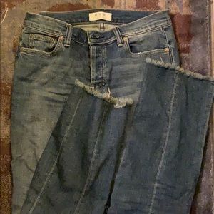 Free people straight leg raw hem jeans size 27